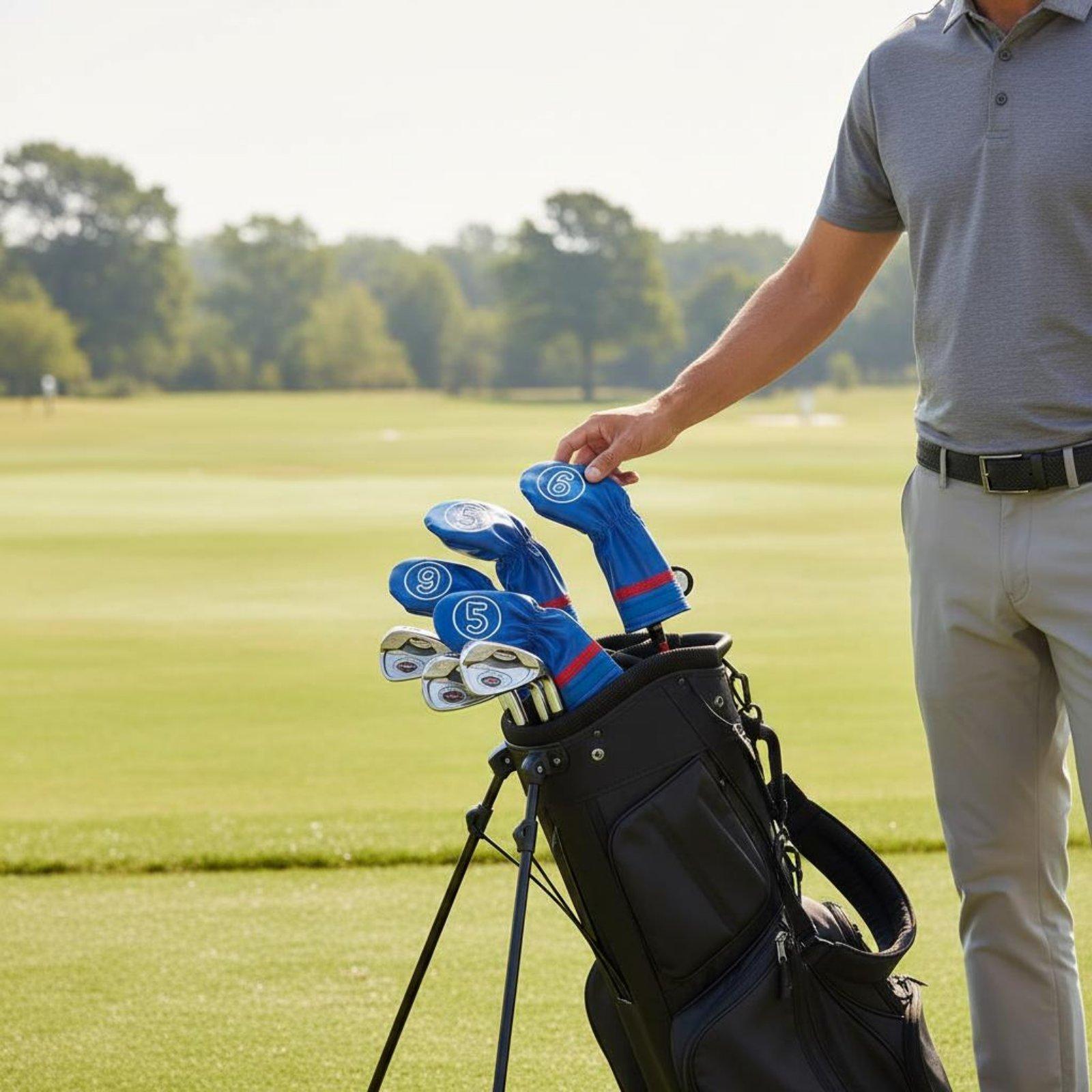 Golf Club Iron Set - Sarung Besi Klub Golf Kulit Tahan