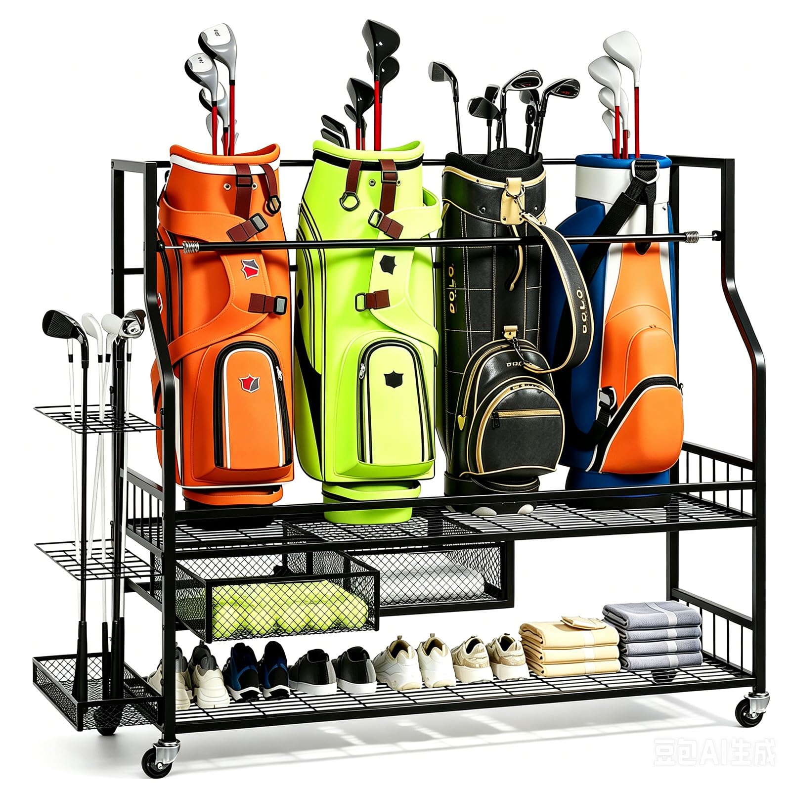 Golf Equipment Holder - Organizer Penyimpanan Tas Golf untuk Garasi,