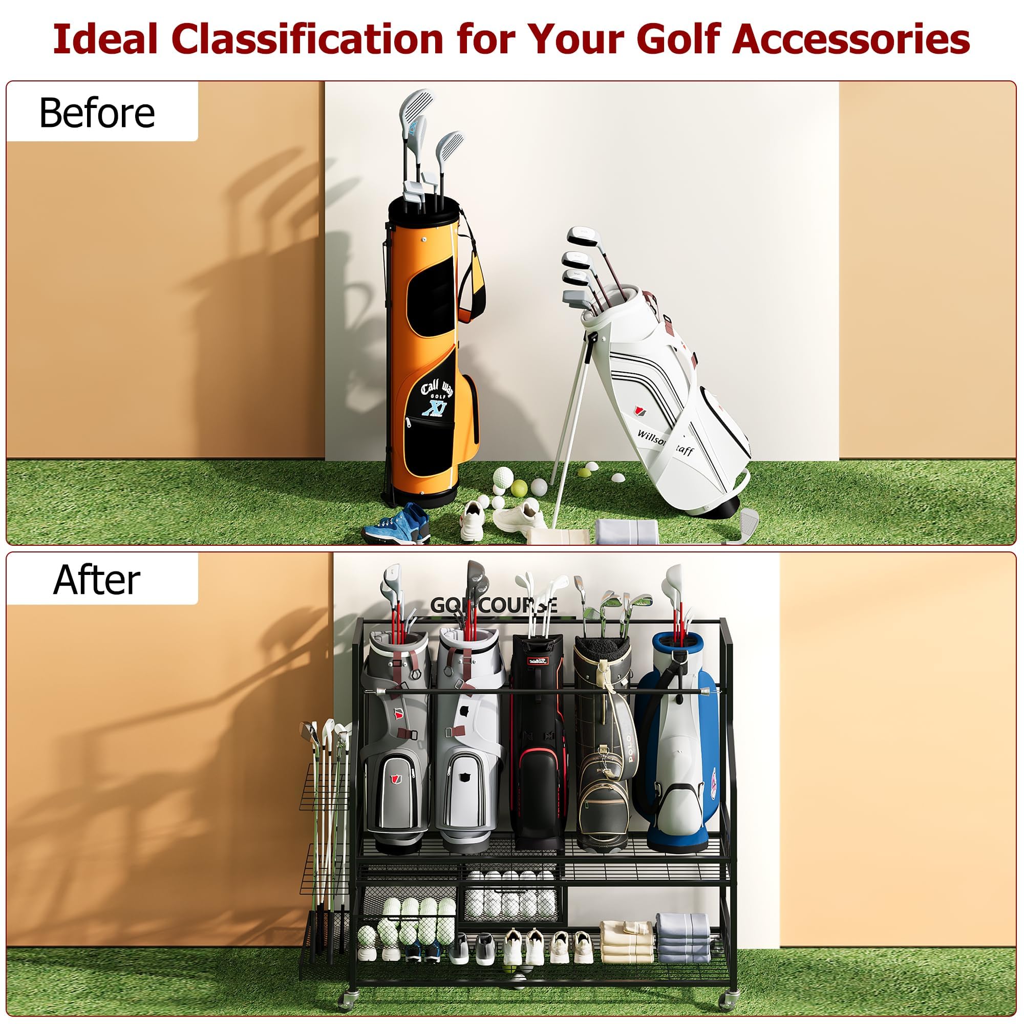 Organizer Penyimpanan Tas Golf - Golf Equipment Holder ulasan dan harga